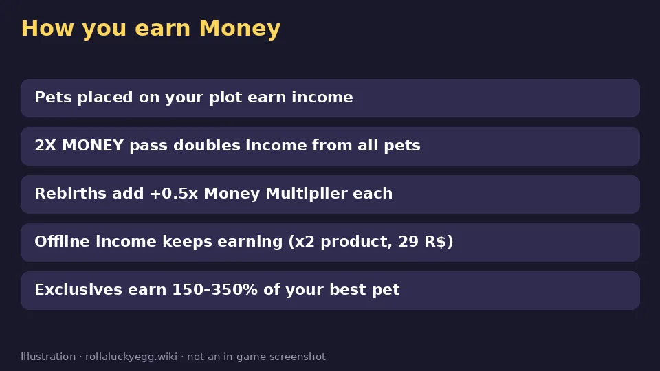 Diagram of money sources in Roll a Lucky Egg